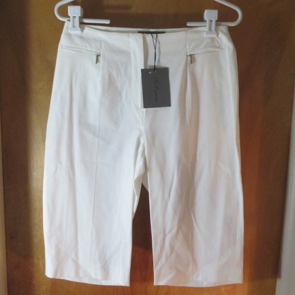 NWT $260 Les Copains Italy Womens Bermuda Shorts White Cotton Blend Size 8